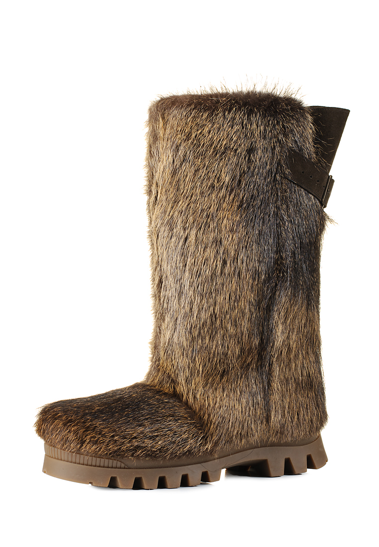 Thor Wedge High Fur Yeti Boots Natural Nutria Fur