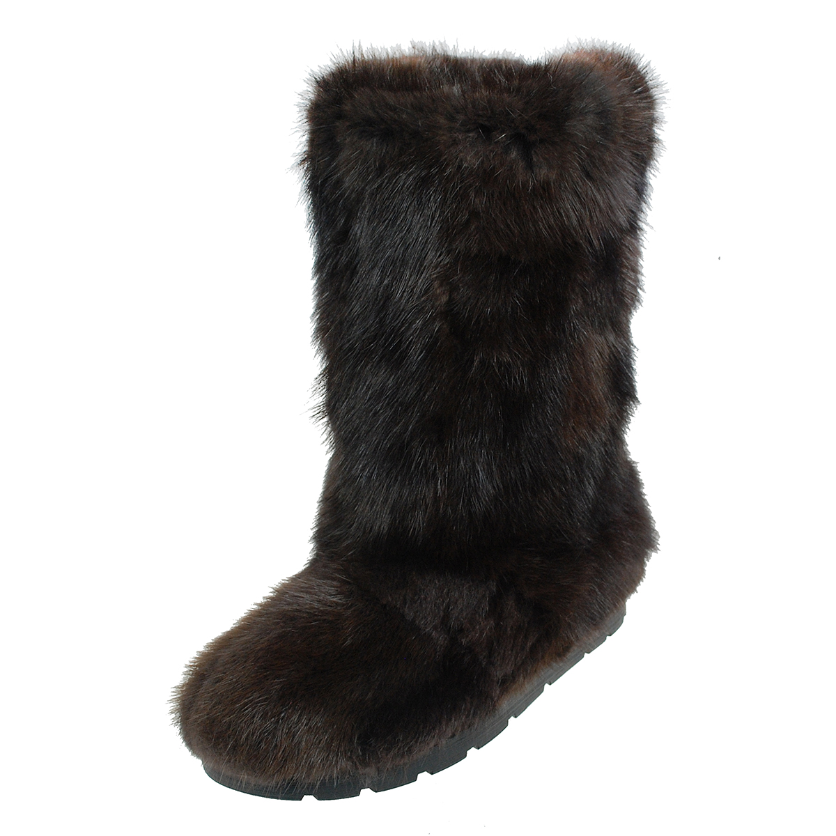 Hannah High Fur Brown Shoes (Muskrat Fur)
