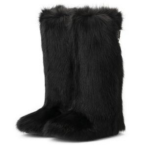 Roxy унты из натурального меха лисы черного цвета с клином