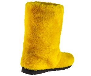 Yeti in the city Yellow High Fur Shoes (Sheepskin Fur)