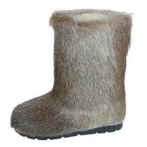 Silvia High Fur Silver Shoes (Nutria Fur)