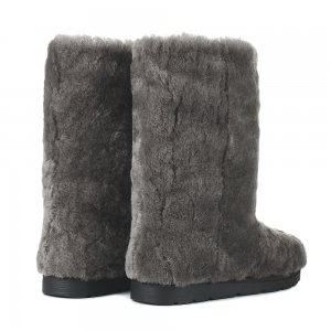 Yeti in the city Gray High Fur Shoes (Sheepskin Fur)
