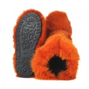 Keri Orange High Fur Shoes (Rabbit Fur)